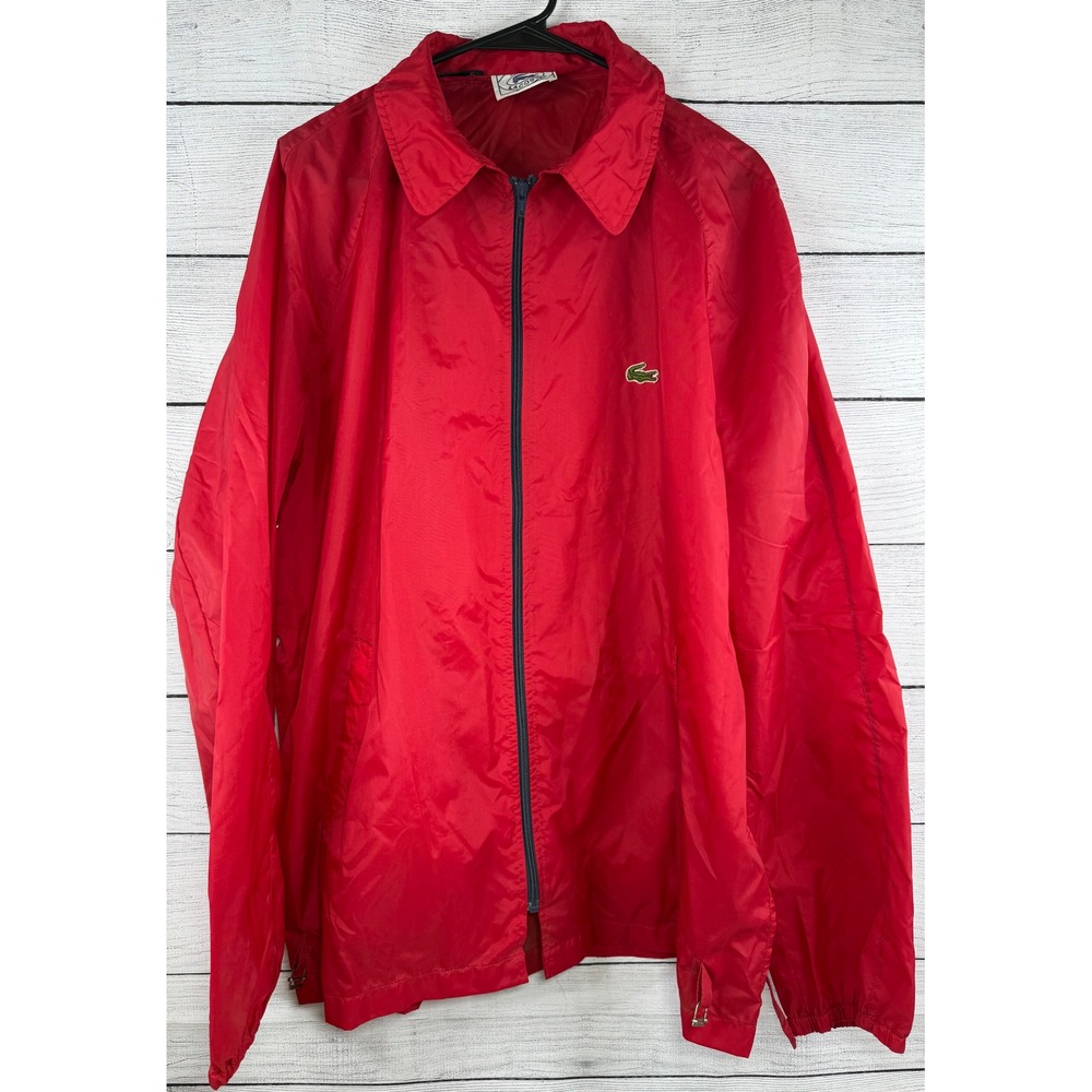 Vintage IZOD Lacoste Red Nylon Jacket Windbreaker Mens XL Full Zip‎